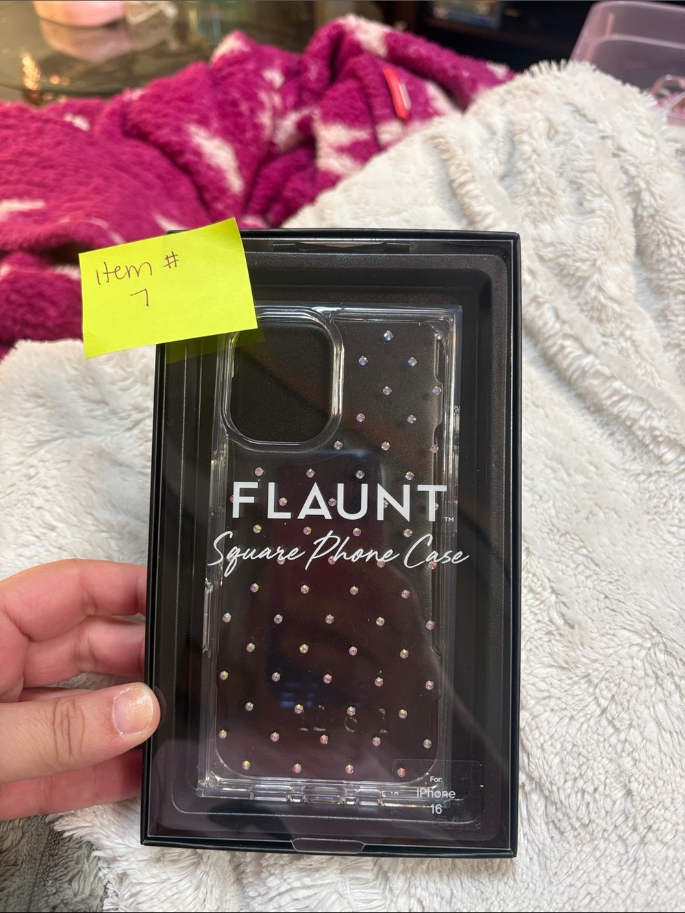 Flaunt Square Rhinestone Phone Case for iPhone 16 - clear